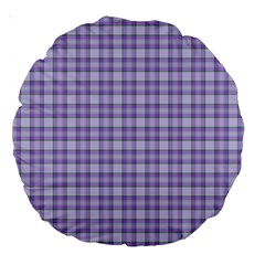 Purple Plaid Tartan 2 Large 18  Premium Round Cushions from ArtsNow.com Front