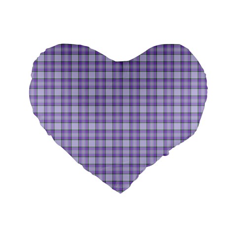 Purple Plaid Tartan 2 Standard 16  Premium Heart Shape Cushions from ArtsNow.com Front