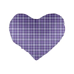 Purple Plaid Tartan 2 Standard 16  Premium Heart Shape Cushions from ArtsNow.com Back