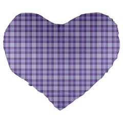 Purple Plaid Tartan 2 Large 19  Premium Heart Shape Cushions from ArtsNow.com Back