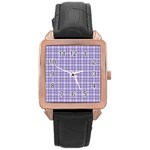 Purple Plaid Tartan 2 Rose Gold Leather Watch 