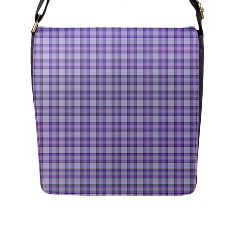 Purple Plaid Tartan 2 Flap Closure Messenger Bag (L) from ArtsNow.com Front