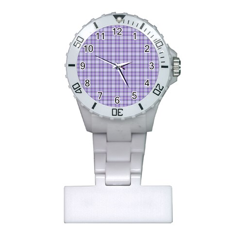 Purple Plaid Tartan 2 Plastic Nurses Watch from ArtsNow.com Front