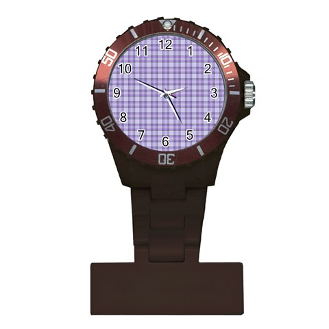 Purple Plaid Tartan 2 Plastic Nurses Watch from ArtsNow.com Front