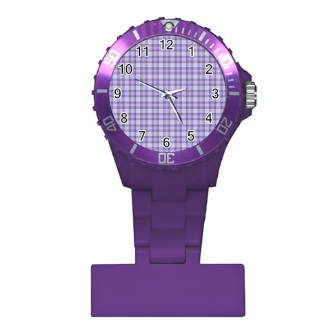 Purple Plaid Tartan 2 Plastic Nurses Watch from ArtsNow.com Front