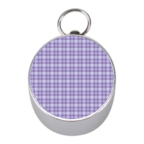 Purple Plaid Tartan 2 Mini Silver Compasses from ArtsNow.com Front