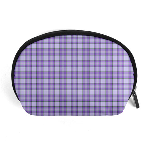 Purple Plaid Tartan 2 Accessory Pouch (Large) from ArtsNow.com Front