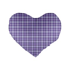 Purple Plaid Tartan 2 Standard 16  Premium Flano Heart Shape Cushions from ArtsNow.com Front