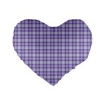 Purple Plaid Tartan 2 Standard 16  Premium Flano Heart Shape Cushions