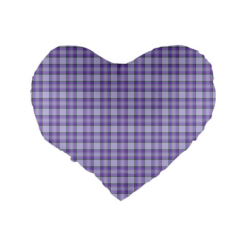 Purple Plaid Tartan 2 Standard 16  Premium Flano Heart Shape Cushions from ArtsNow.com Back