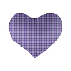 Purple Plaid Tartan 2 Standard 16  Premium Flano Heart Shape Cushions from ArtsNow.com Back