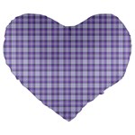 Purple Plaid Tartan 2 Large 19  Premium Flano Heart Shape Cushions