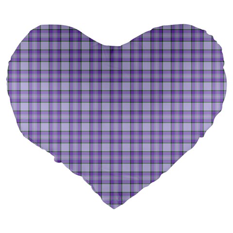 Purple Plaid Tartan 2 Large 19  Premium Flano Heart Shape Cushions from ArtsNow.com Back