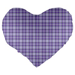 Purple Plaid Tartan 2 Large 19  Premium Flano Heart Shape Cushions from ArtsNow.com Back