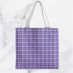 Purple Plaid Tartan 2 Zipper Grocery Tote Bag from ArtsNow.com Front