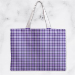 Purple Plaid Tartan 2 Zipper Mini Tote Bag from ArtsNow.com Front