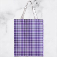 Purple Plaid Tartan 2 Zipper Classic Tote Bag from ArtsNow.com Front