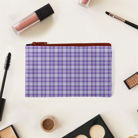 Purple Plaid Tartan 2 Cosmetic Bag (XS) from ArtsNow.com Front