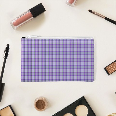 Purple Plaid Tartan 2 Cosmetic Bag (XS) from ArtsNow.com Front