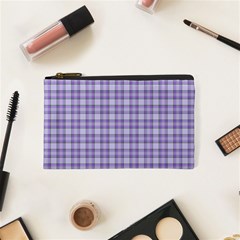 Purple Plaid Tartan 2 Cosmetic Bag (XS) from ArtsNow.com Front