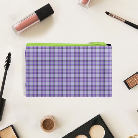 Purple Plaid Tartan 2 Cosmetic Bag (XS) from ArtsNow.com Back