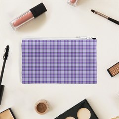 Purple Plaid Tartan 2 Cosmetic Bag (XS) from ArtsNow.com Back