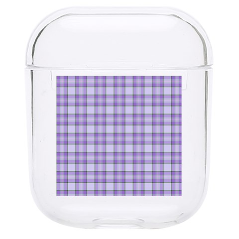 Purple Plaid Tartan 2 Hard PC AirPods 1/2 Case from ArtsNow.com Front