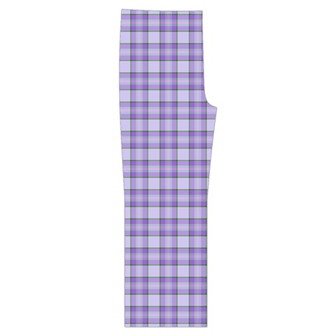 Purple Plaid Tartan 2 Short Sleeve Long Pants Satin Pajamas Set from ArtsNow.com Front Bottom Right