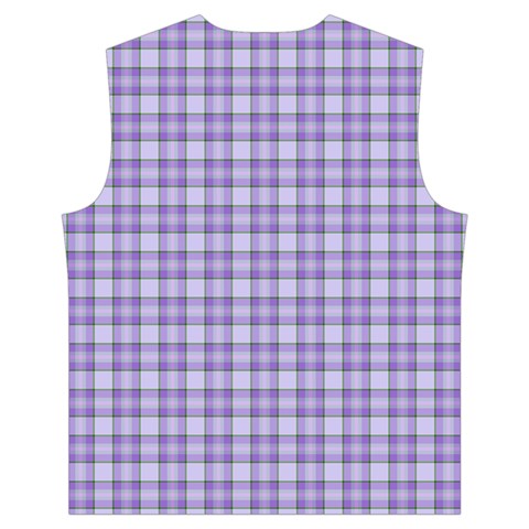 Purple Plaid Tartan 2 Men s High Neck Button Up Puffer Vest from ArtsNow.com Back