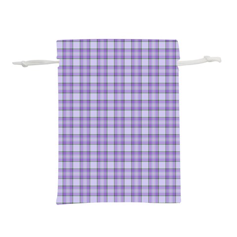 Purple Plaid Tartan 2 Lightweight Drawstring Pouch (S) from ArtsNow.com Front