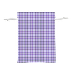 Purple Plaid Tartan 2 Lightweight Drawstring Pouch (S) from ArtsNow.com Back