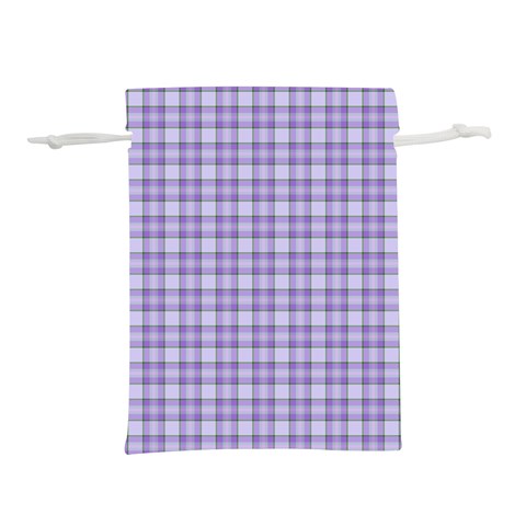 Purple Plaid Tartan 2 Lightweight Drawstring Pouch (L) from ArtsNow.com Front