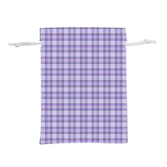 Purple Plaid Tartan 2 Lightweight Drawstring Pouch (L) from ArtsNow.com Front