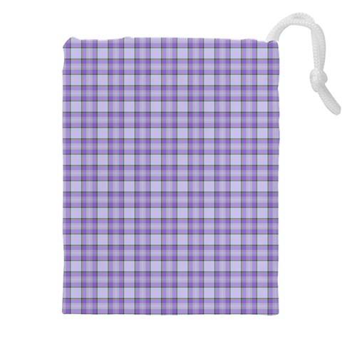 Purple Plaid Tartan 2 Drawstring Pouch (5XL) from ArtsNow.com Front