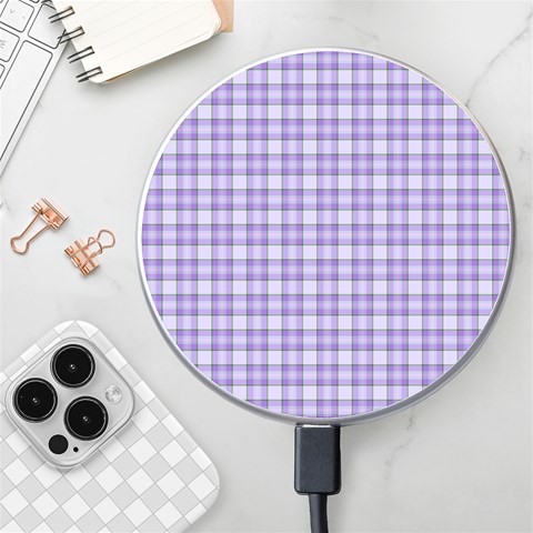 Purple Plaid Tartan 2 Wireless Fast Charger(White) from ArtsNow.com Front