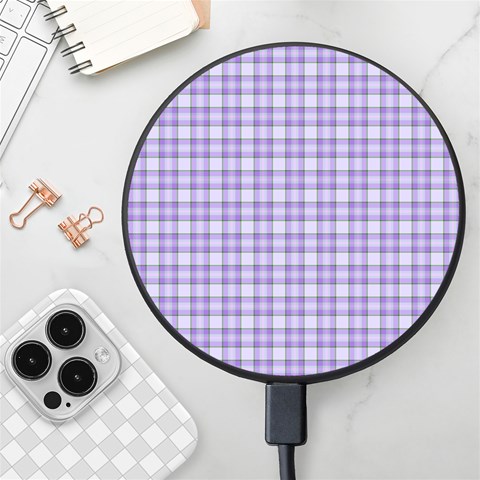 Purple Plaid Tartan 2 Wireless Fast Charger(Black) from ArtsNow.com Front