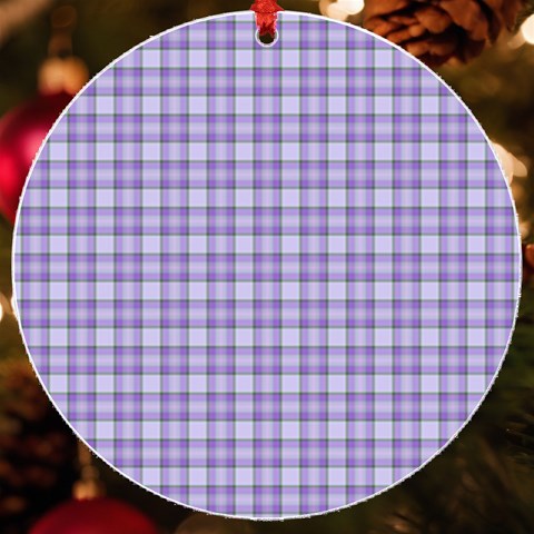 Purple Plaid Tartan 2 UV Print Acrylic Ornament Round from ArtsNow.com Front