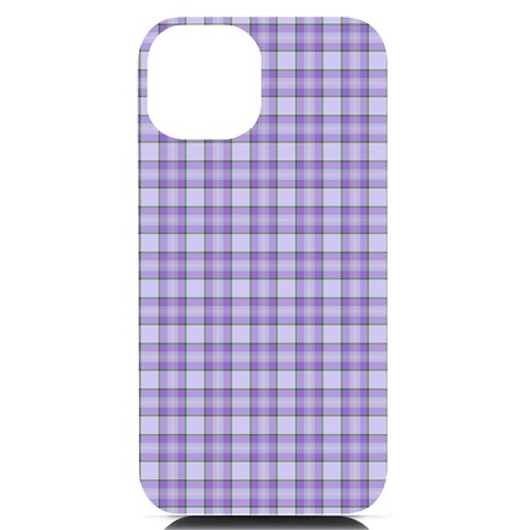 Purple Plaid Tartan 2 iPhone 14 Black UV Print PC Hardshell Case from ArtsNow.com Front