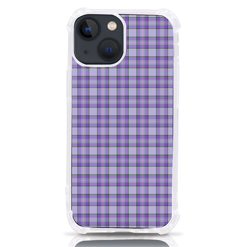 Purple Plaid Tartan 2 iPhone 13 mini TPU UV Print Case from ArtsNow.com Front