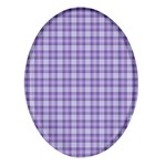 Purple Plaid Tartan 2 Oval Glass Fridge Magnet (4 pack)