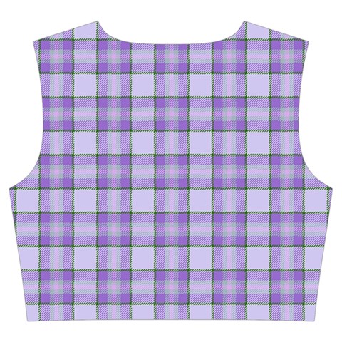 Purple Plaid Tartan 2 Trumpet Sleeve Cropped Top from ArtsNow.com Back