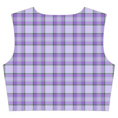 Purple Plaid Tartan 2 Trumpet Sleeve Cropped Top from ArtsNow.com Back