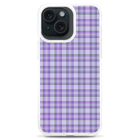 Purple Plaid Tartan 2 iPhone 15 Plus TPU UV Print Case from ArtsNow.com Front