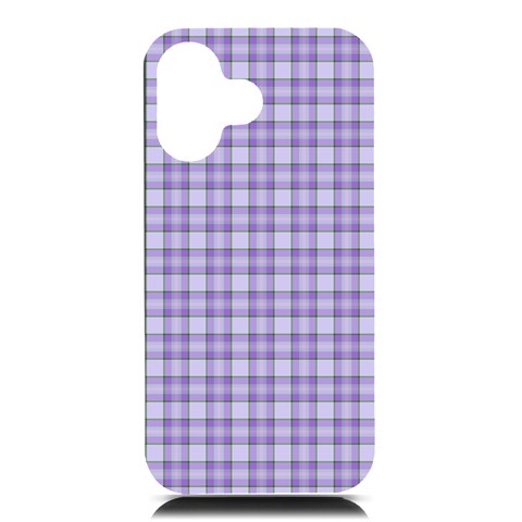 Purple Plaid Tartan 2 iPhone 16 Black UV Print PC Hardshell Case from ArtsNow.com Front