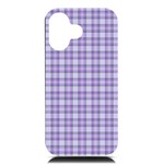 Purple Plaid Tartan 2 iPhone 16 Black UV Print PC Hardshell Case