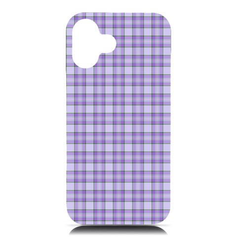 Purple Plaid Tartan 2 iPhone 16 Plus Black UV Print PC Hardshell Case from ArtsNow.com Front