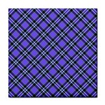 Blue Tartan Plaid 1 Diagonal Tile Coaster