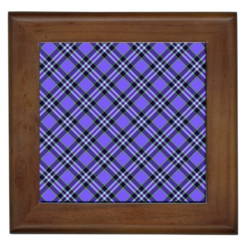 Blue Tartan Plaid 1 Diagonal Framed Tile from ArtsNow.com Front