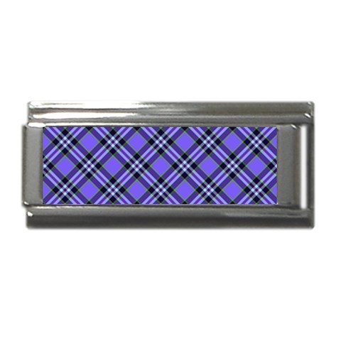 Blue Tartan Plaid 1 Diagonal Superlink Italian Charm (9mm) from ArtsNow.com Front