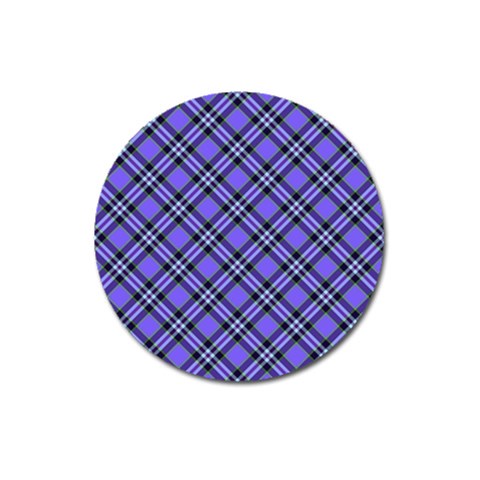 Blue Tartan Plaid 1 Diagonal Magnet 3  (Round) from ArtsNow.com Front